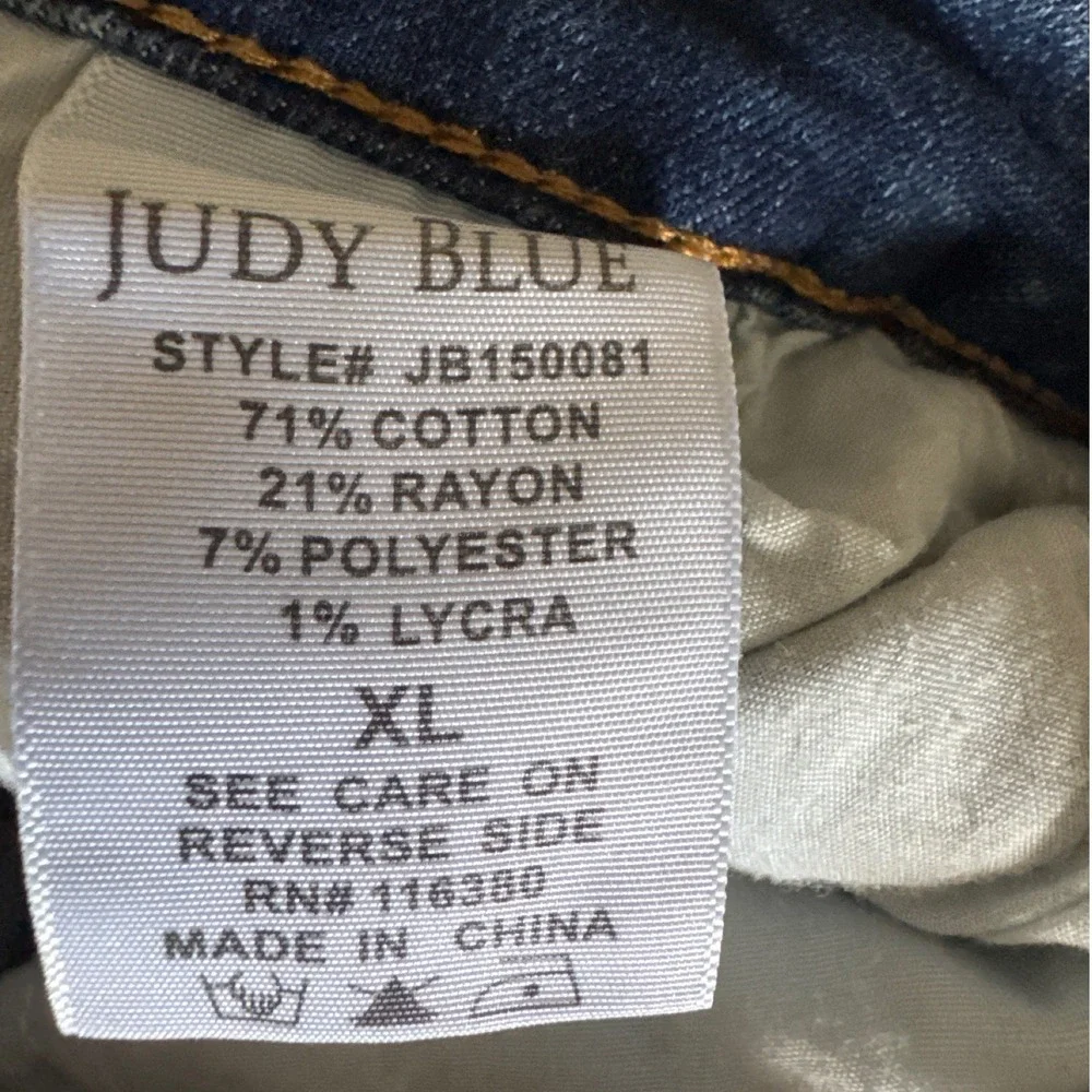 Judy Blue Denim Shorts Womens XL Blue Paint Splatter High Rise JB150081